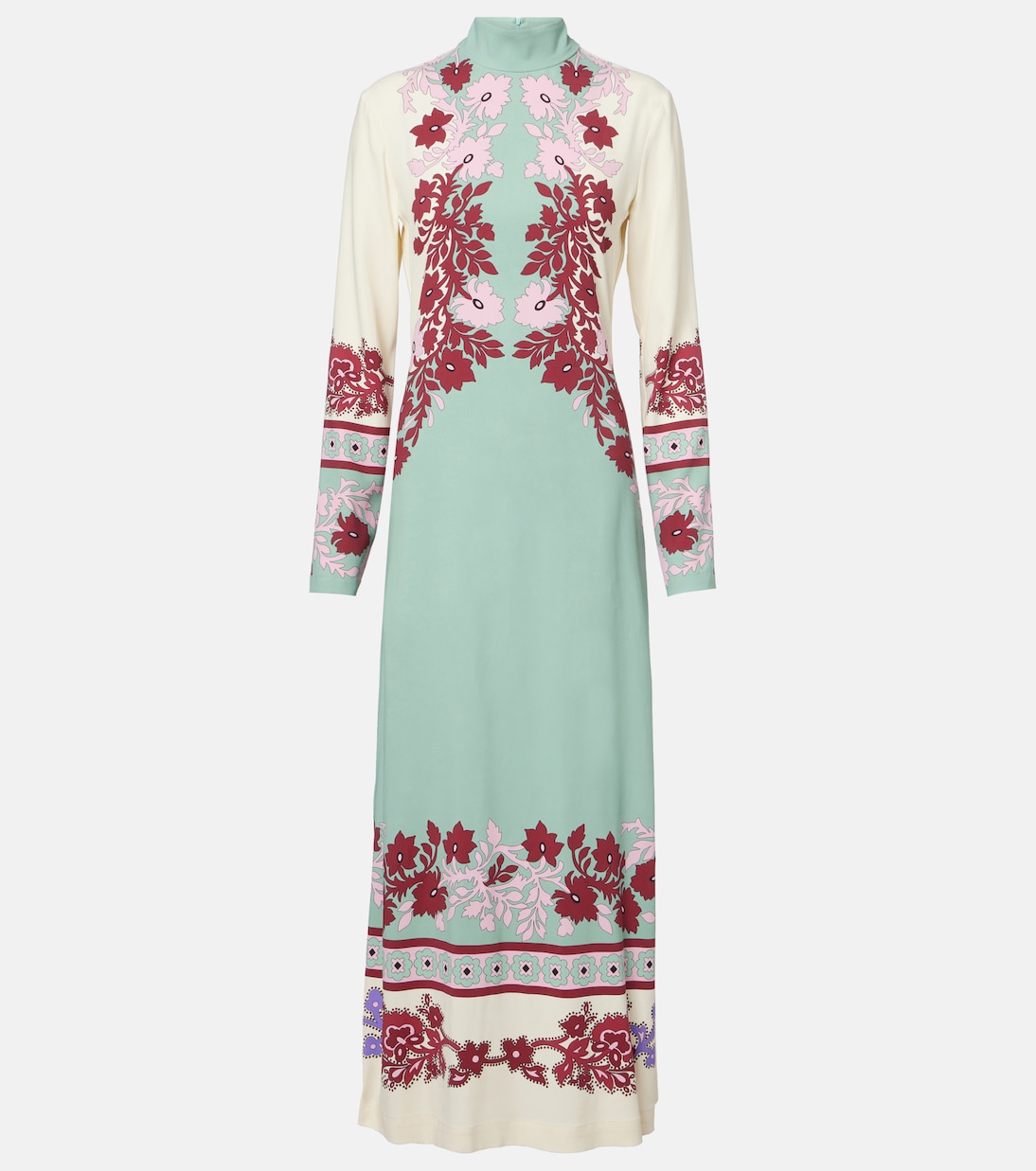 Vestido largo Halle de satén floral | La DoubleJ