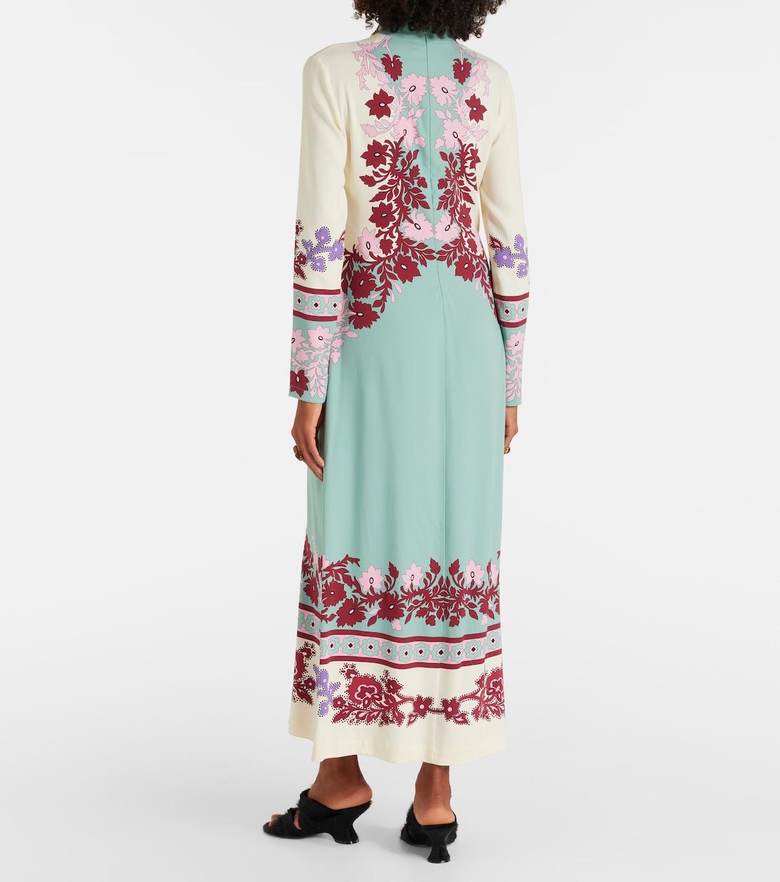 Vestido largo Halle de satén floral | La DoubleJ