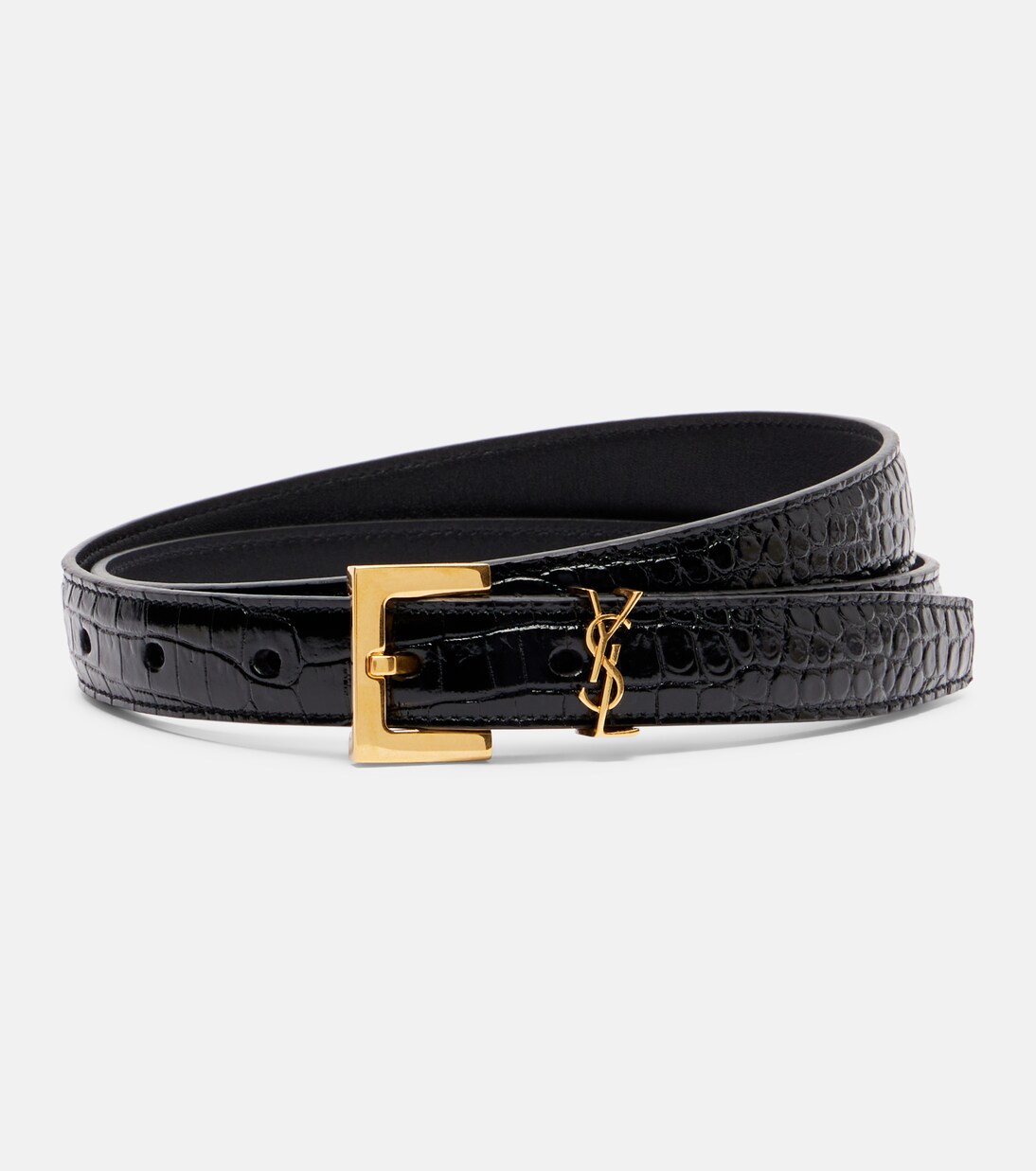 Cassandre croc-effect leather belt | Saint Laurent