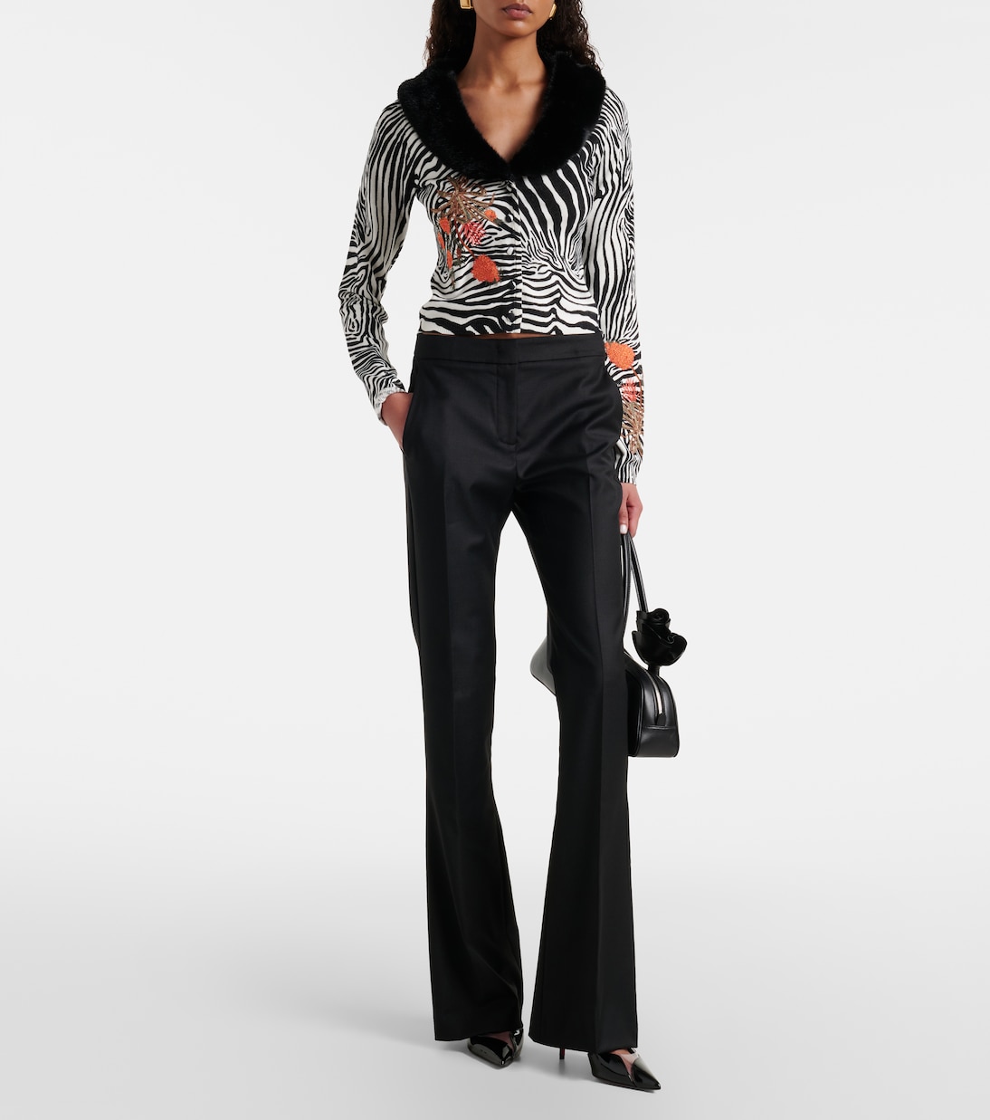 Cardigan imprimé en maille côtelée | Blumarine