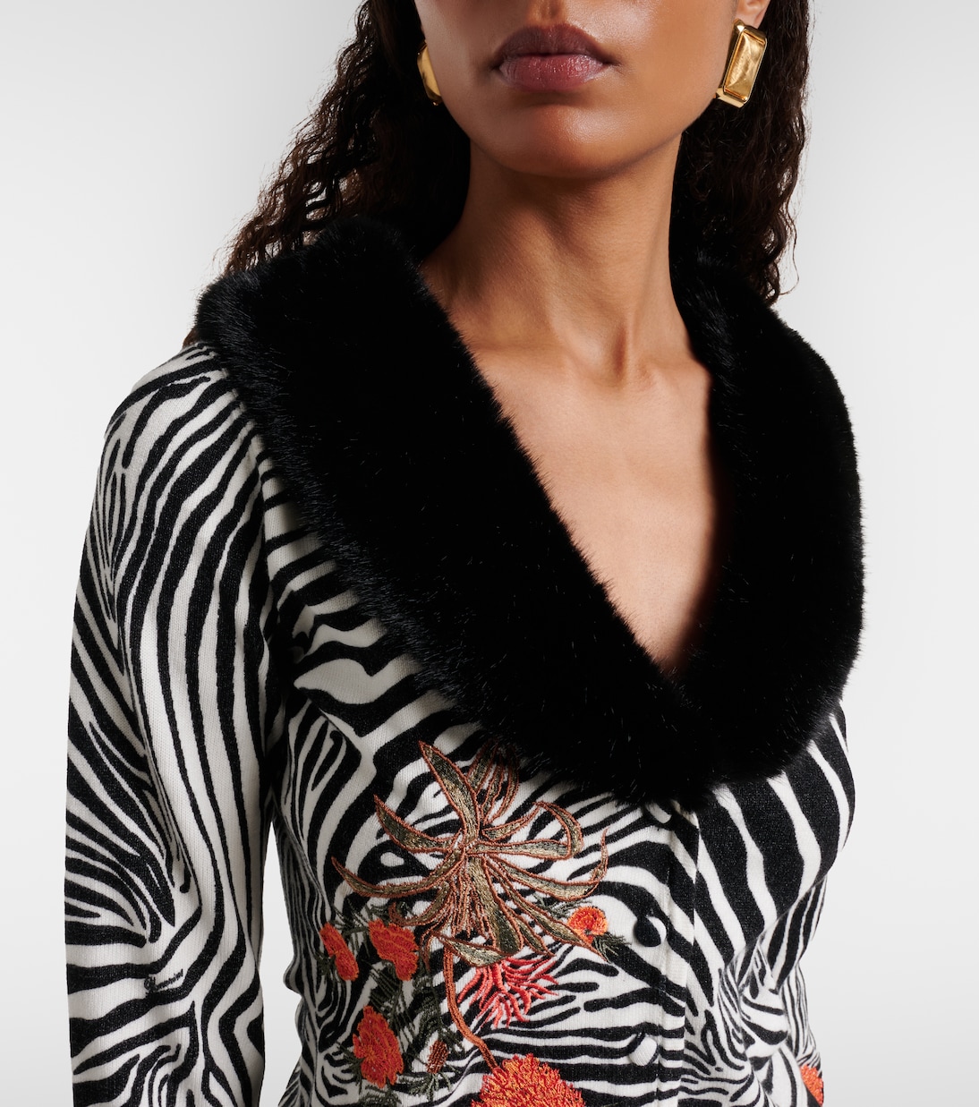 Cardigan imprimé en maille côtelée | Blumarine