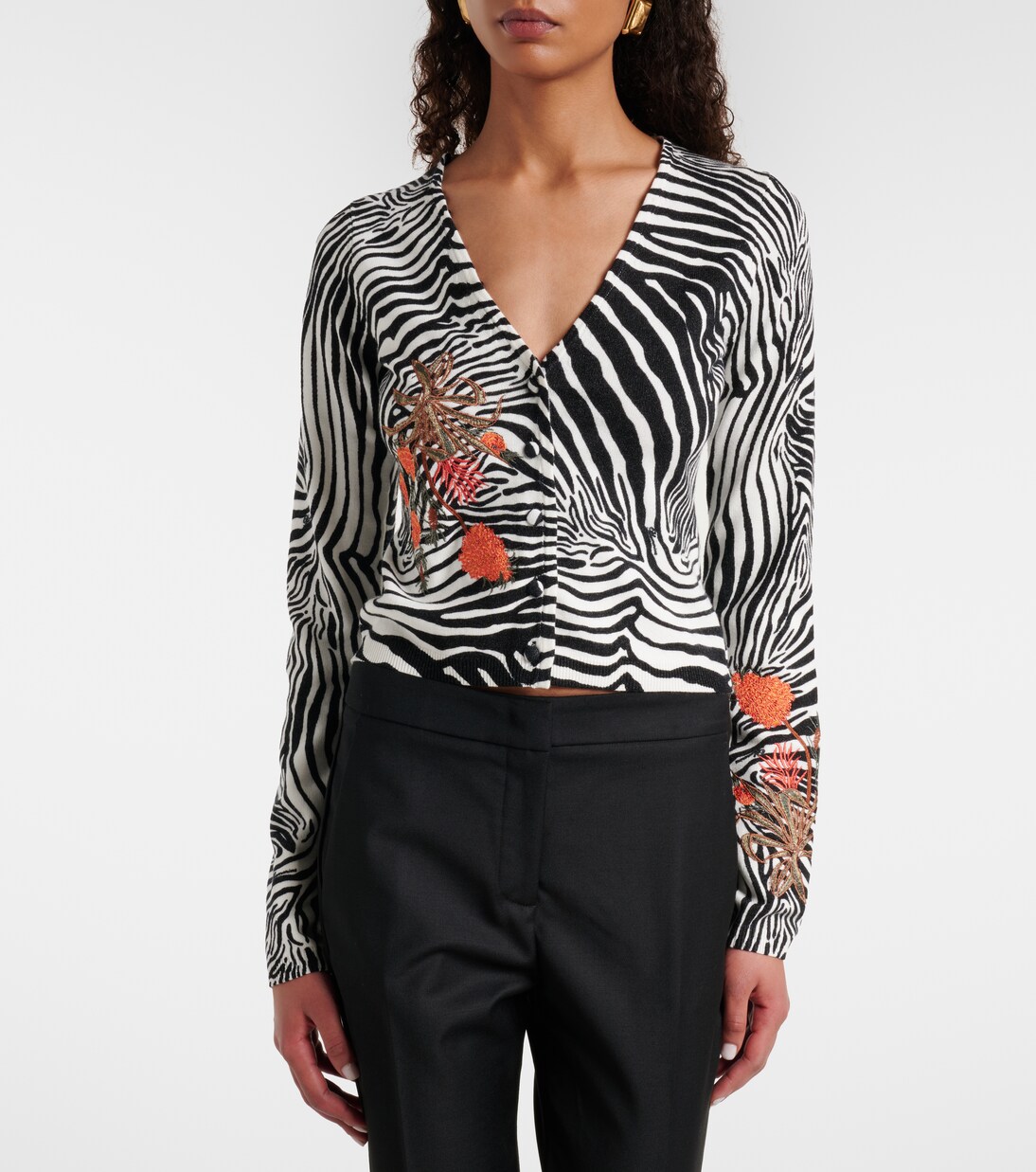 Cardigan imprimé en maille côtelée | Blumarine