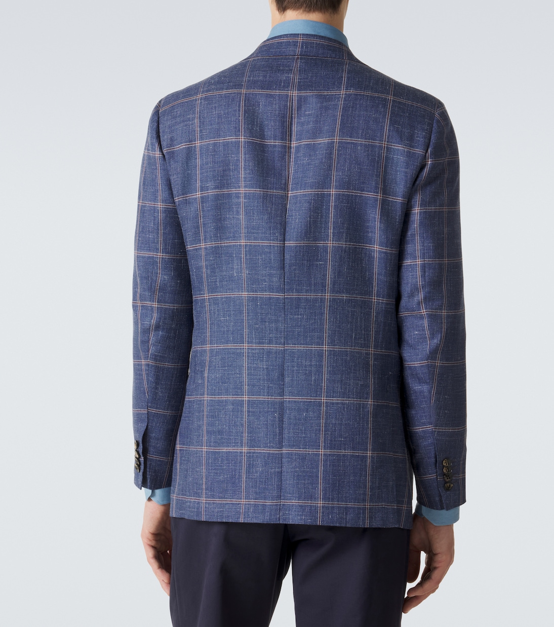 체크 캐시미어 울 실크 리넨 블레이저 | Kiton