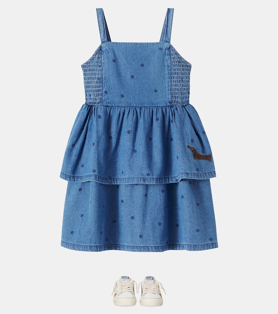 Robe en jean brodée à pois | Mini Rodini