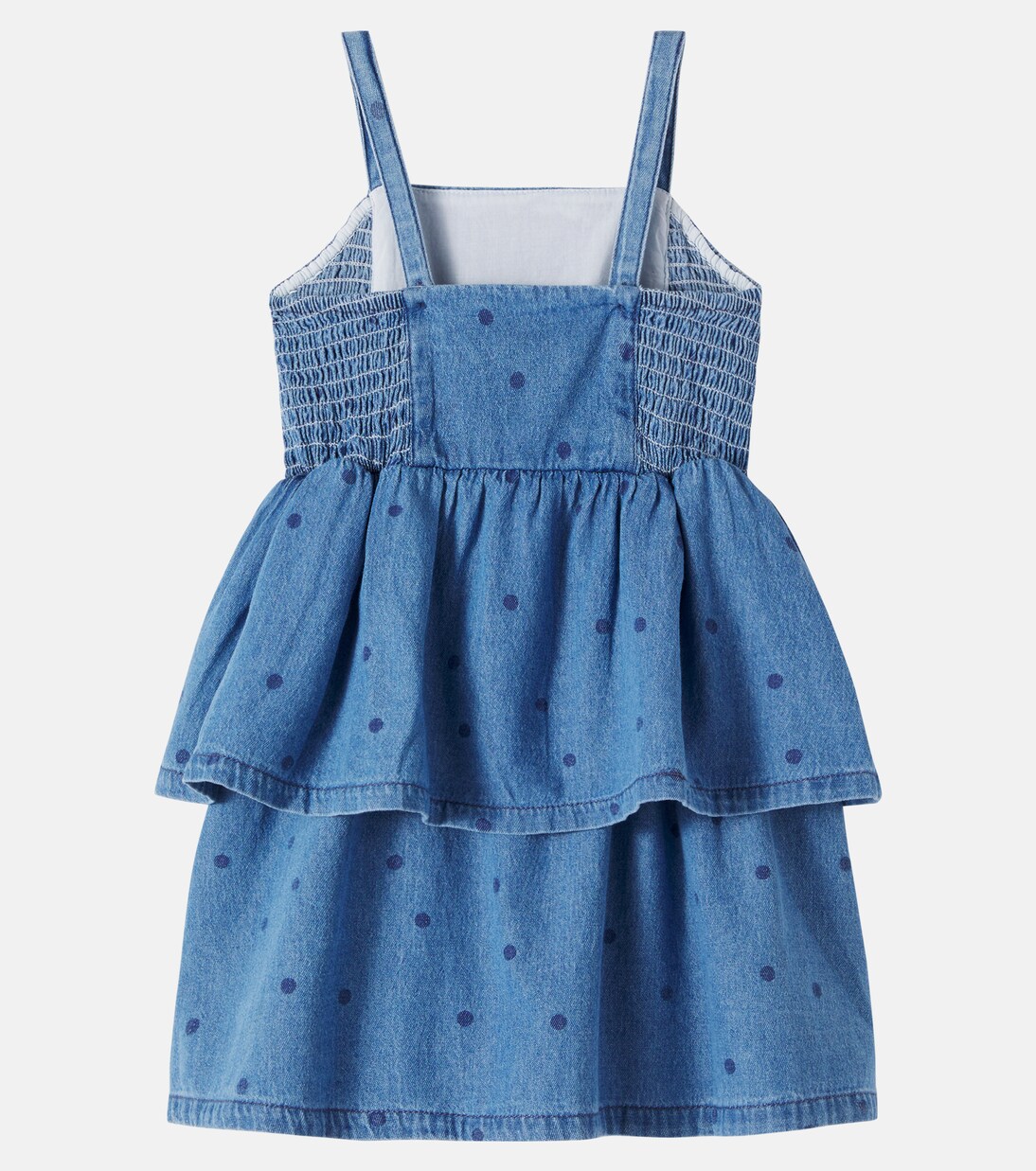 Polka-dot embroidered denim dress | Mini Rodini
