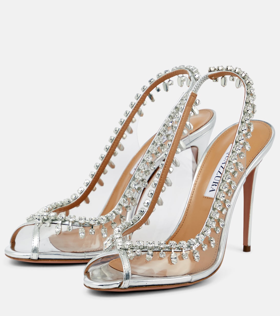 Sandali Temptation 105 in pelle, PVC e cristalli | Aquazzura
