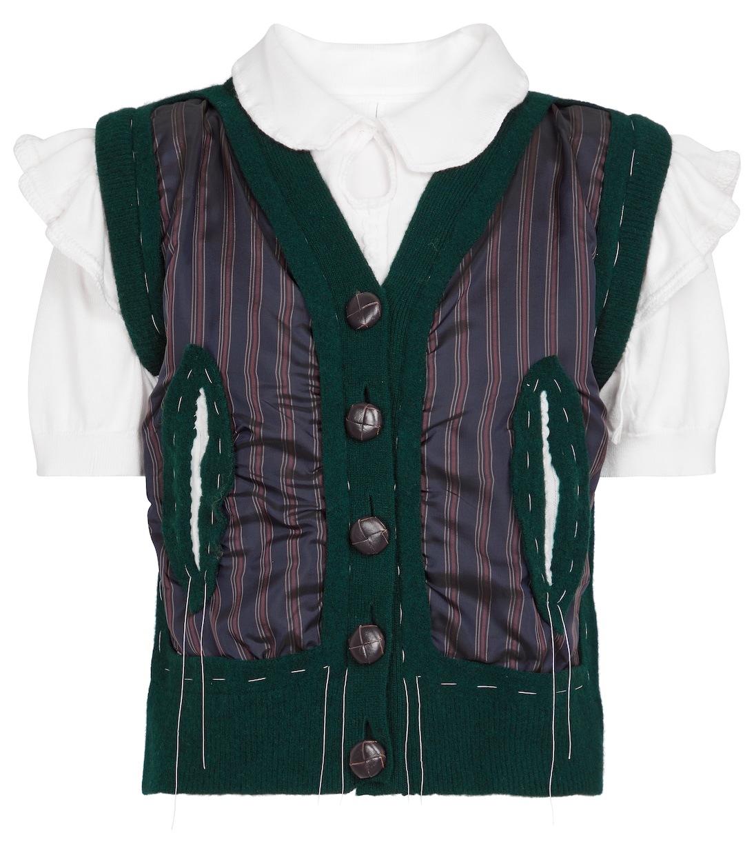 Gilet in lana e cotone a righe | Maison Margiela