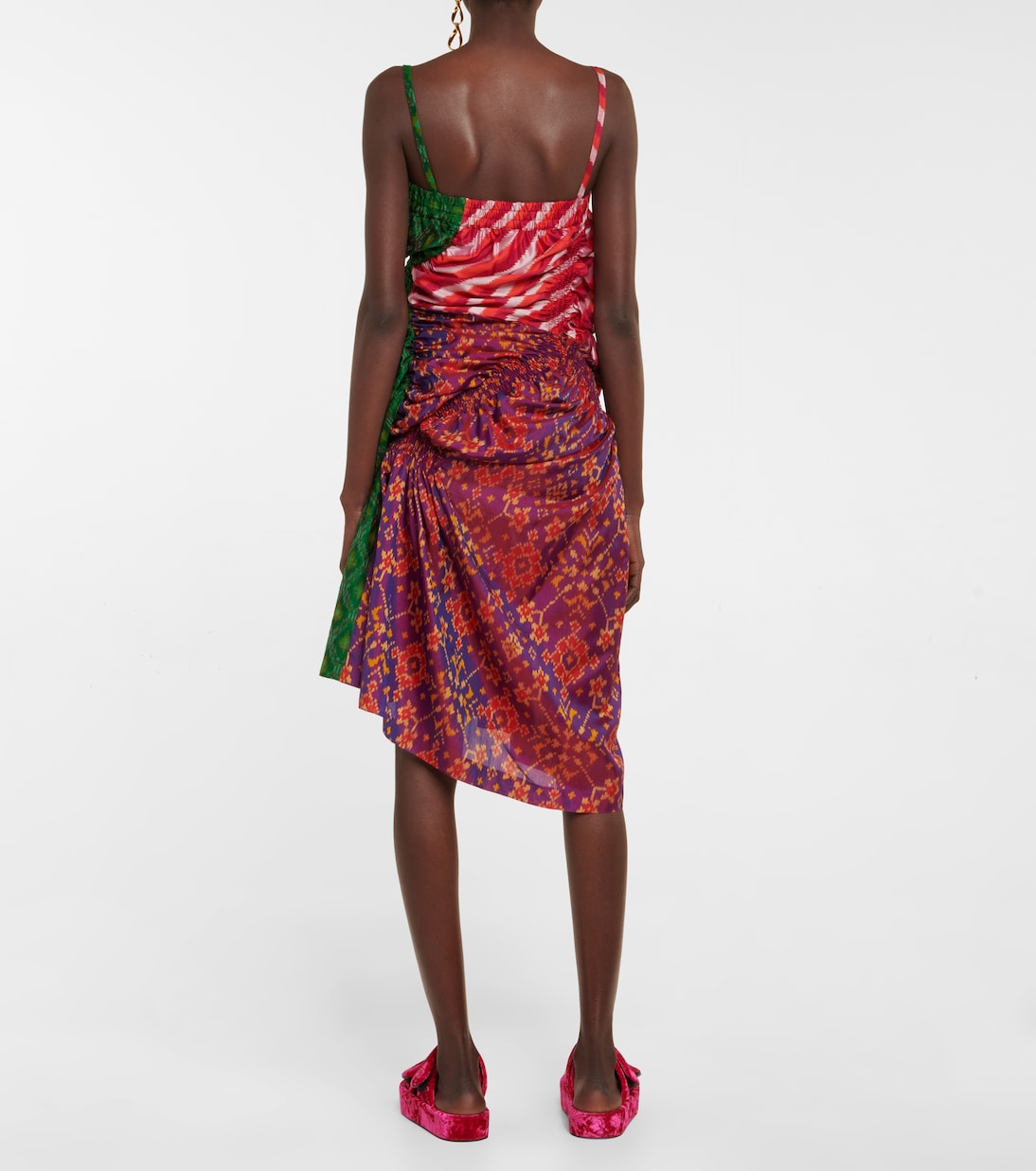 Abito midi patchwork in seta ikat | Dries Van Noten