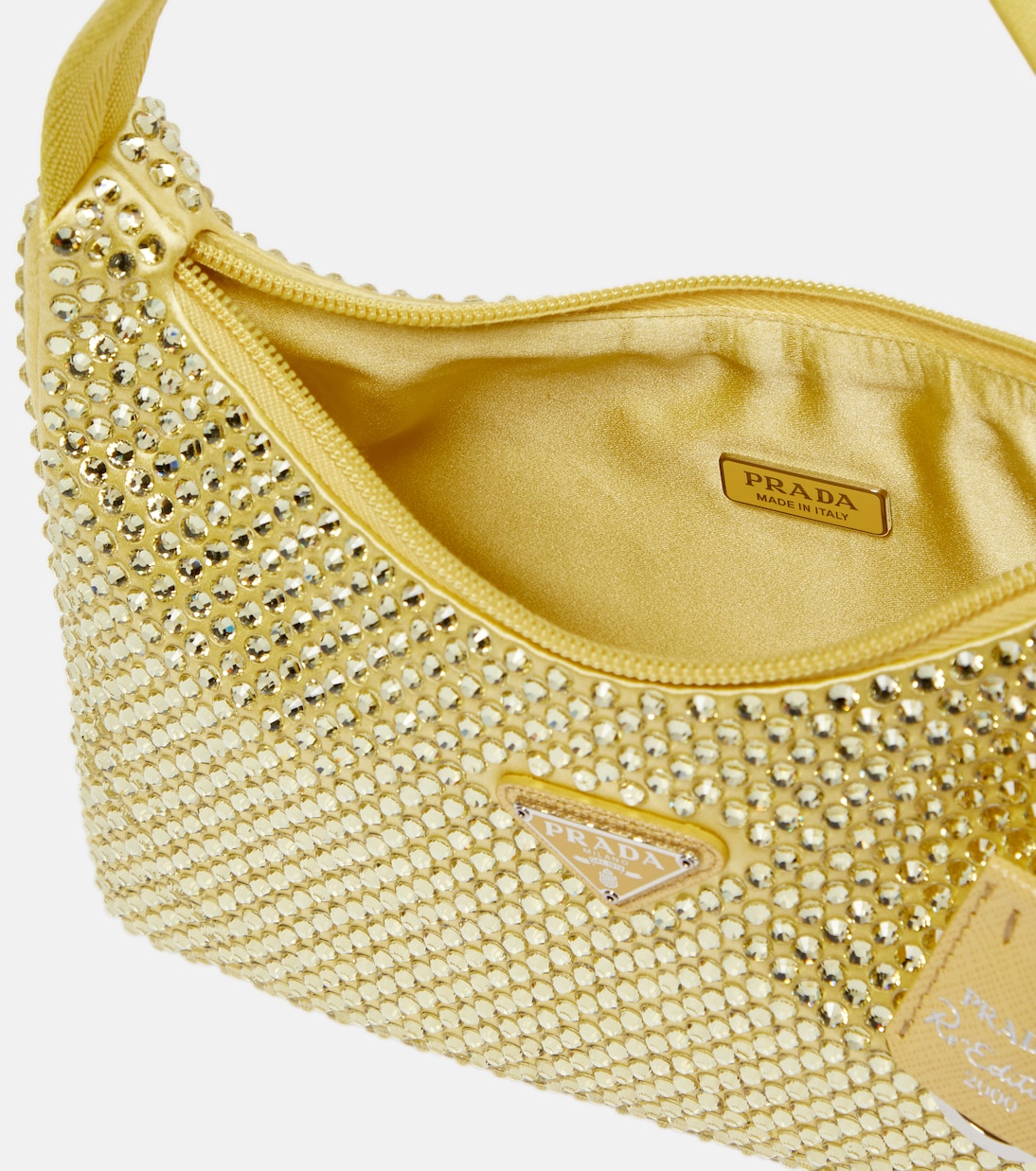 Borsa a spalla Re-Edition Mini con cristalli | Prada