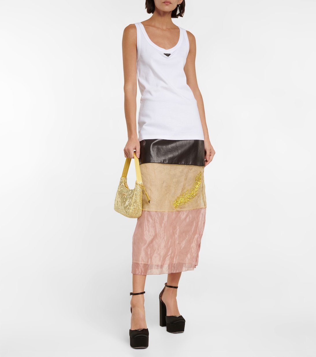 Borsa a spalla Re-Edition Mini con cristalli | Prada