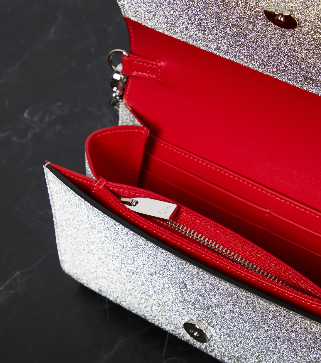 Clutch Loubi54 de piel con glitter | Christian Louboutin