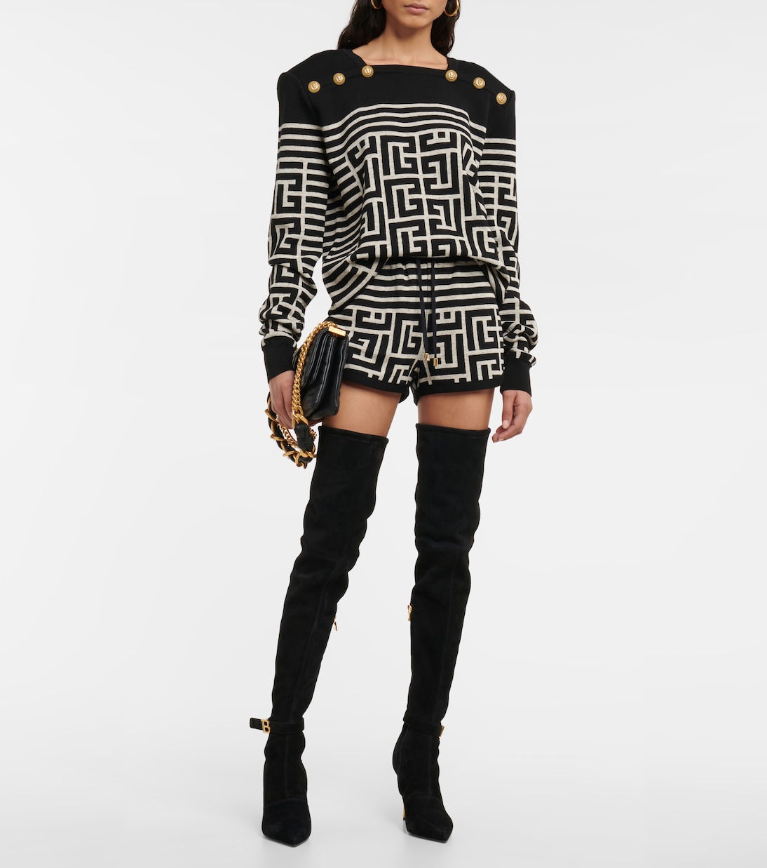 Shorts Monogram in misto lana e lino | Balmain