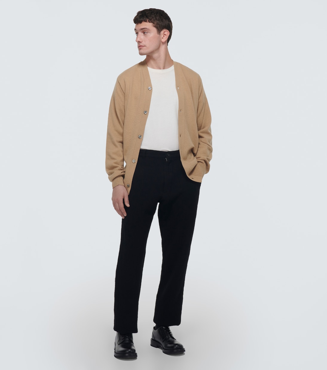 x Lacoste asymmetric wool cardigan in beige - Comme Des