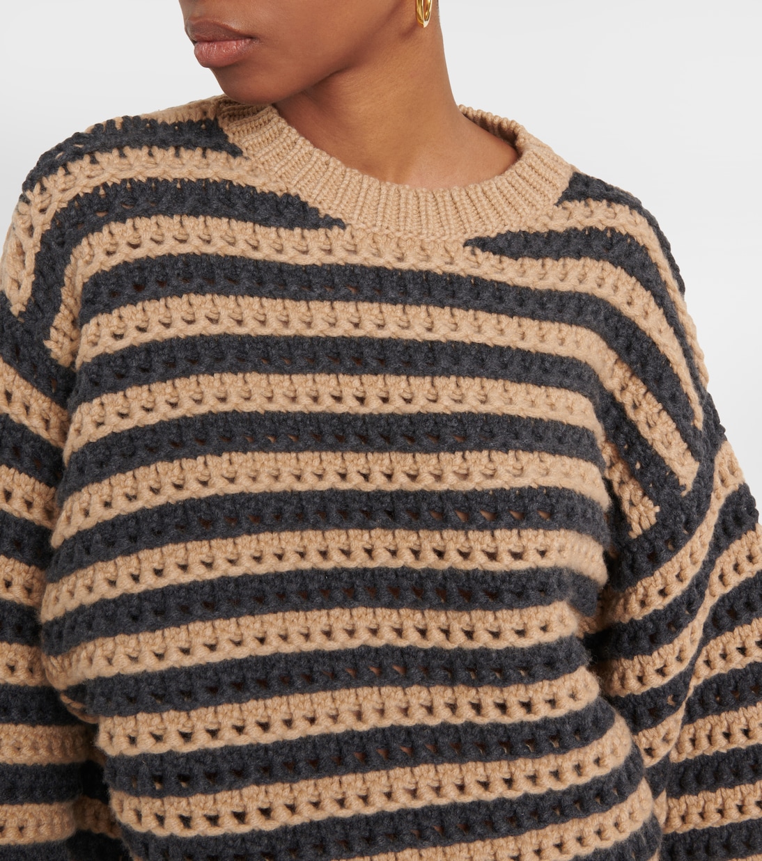 Jersey de lana, cachemir y seda a rayas | Brunello Cucinelli