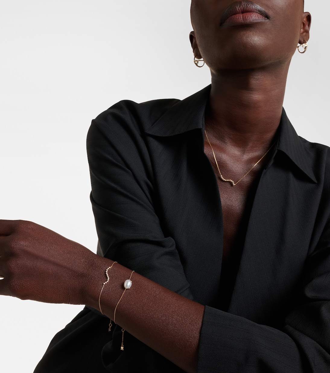Bracciale in oro 14kt con design ondulato e dettagli diamantati per giovani