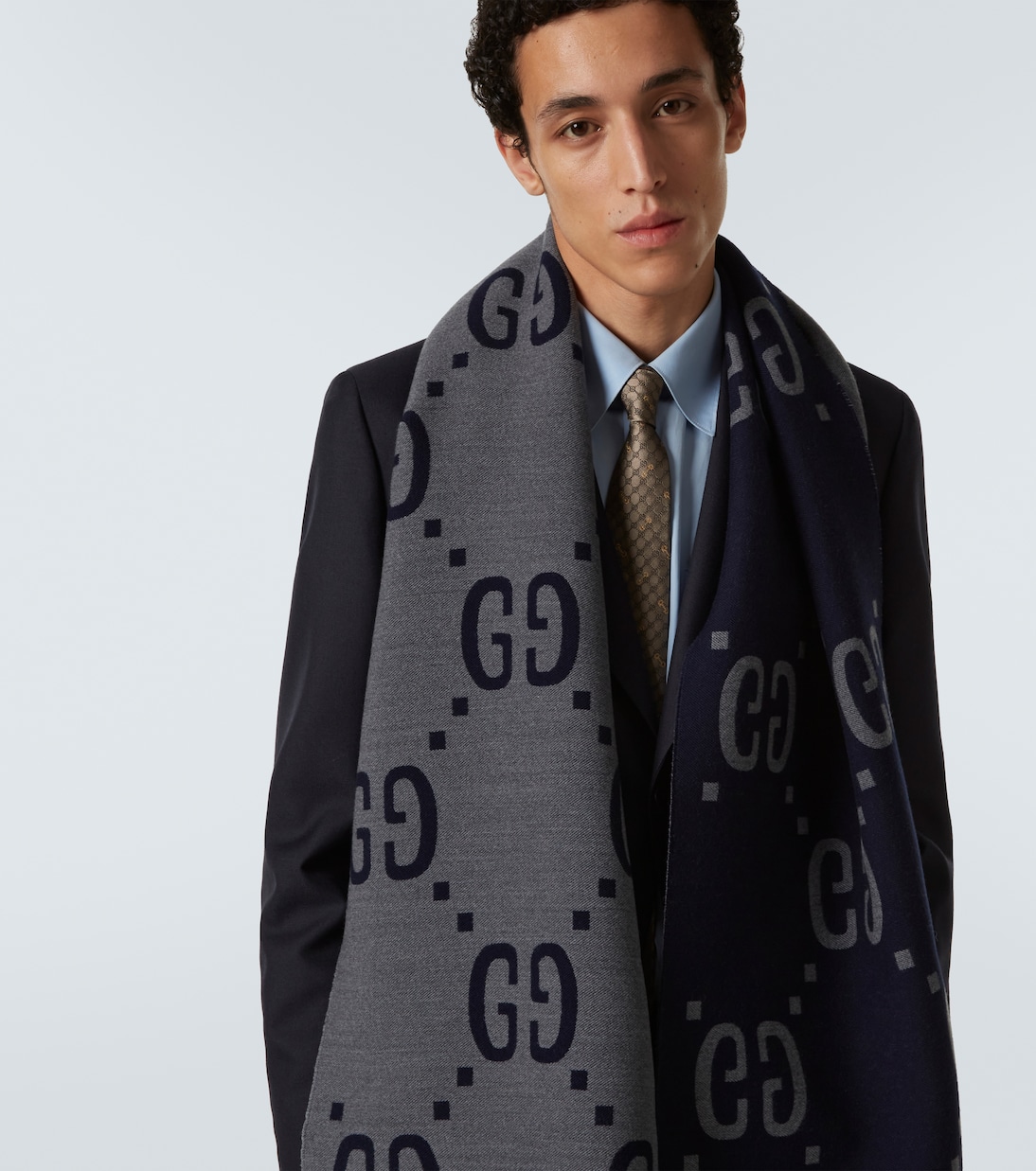 Sciarpa in jacquard di lana e seta GG | Gucci