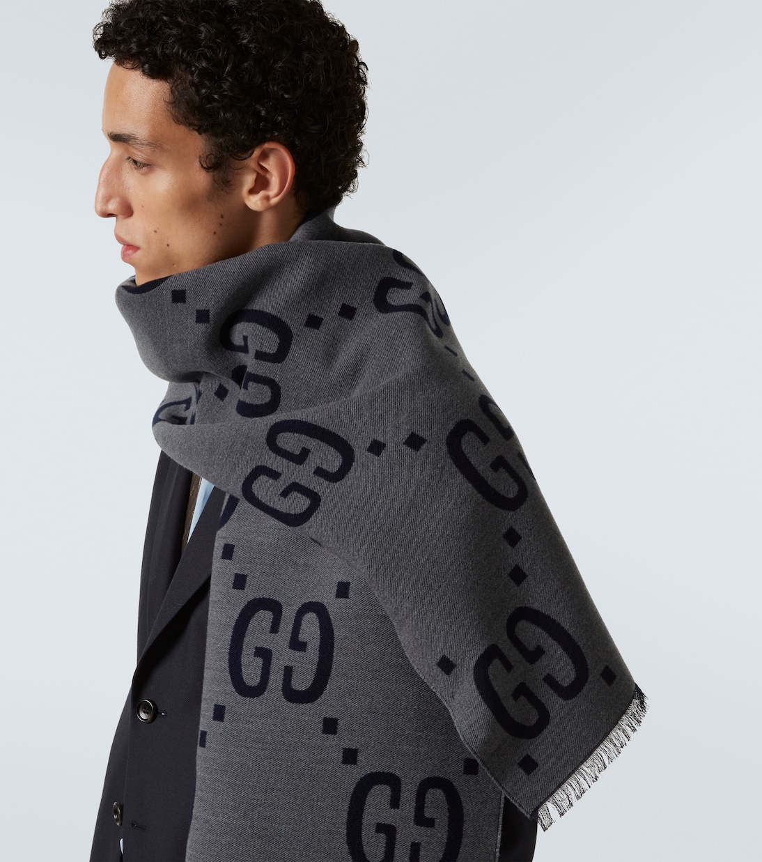 Sciarpa in jacquard di lana e seta GG | Gucci