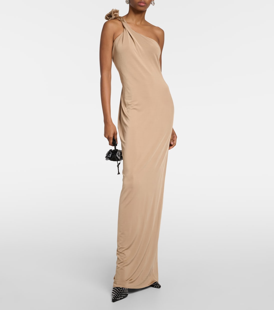 Floral-appliqué one-shoulder jersey maxi dress | Magda Butrym
