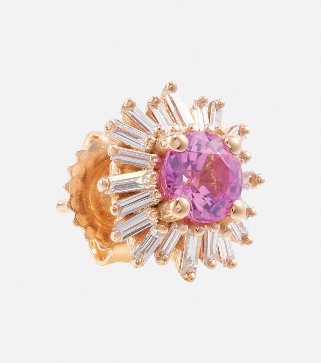 Orecchini in oro rosa 18kt con zaffiri e diamanti, design moderno per giovani