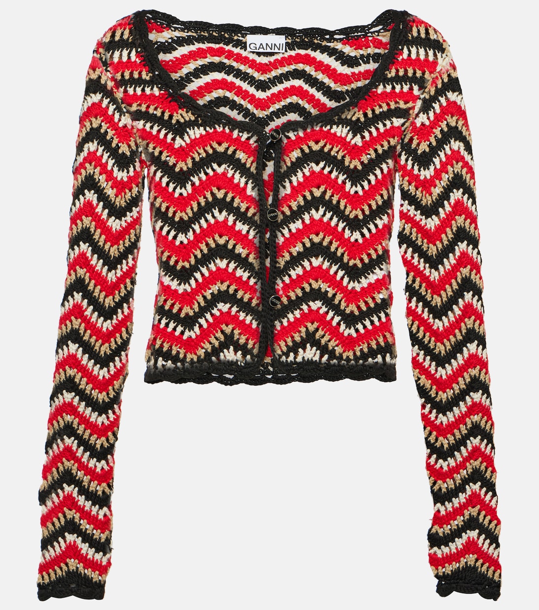 Cardigan cropped in crochet di cotone  | Ganni