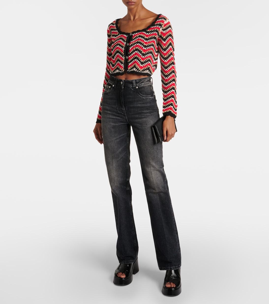 Cardigan cropped in crochet di cotone  | Ganni