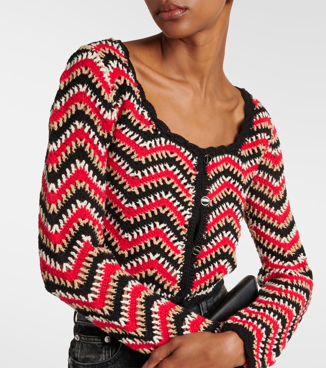 Cardigan cropped in crochet di cotone  | Ganni