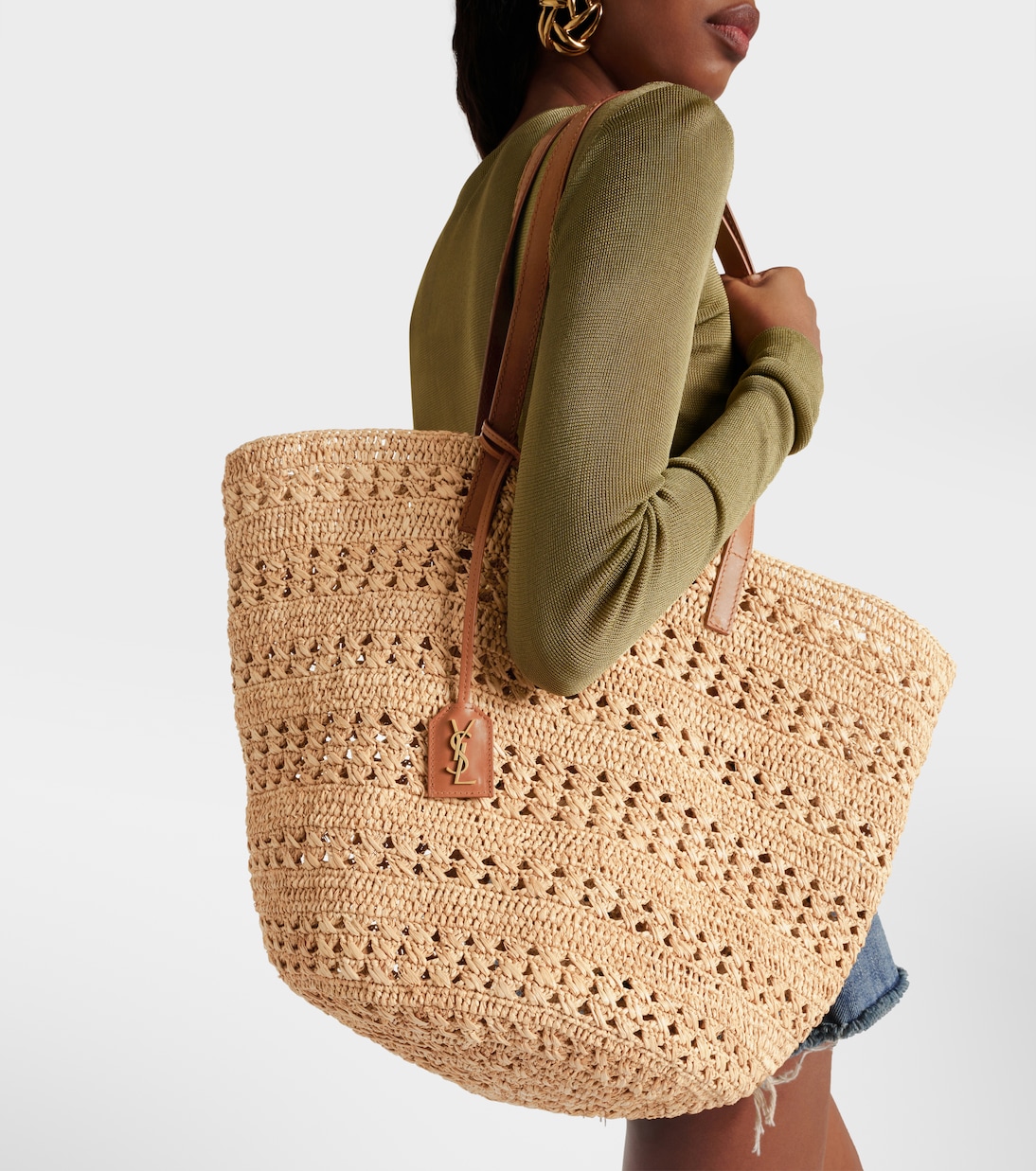 Cabas Panier Medium en raphia | Saint Laurent