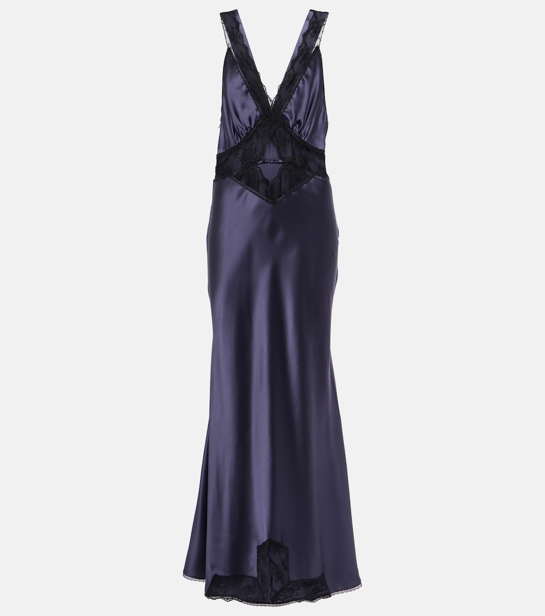 Robe longue Aries en satin de soie et dentelle | SIR