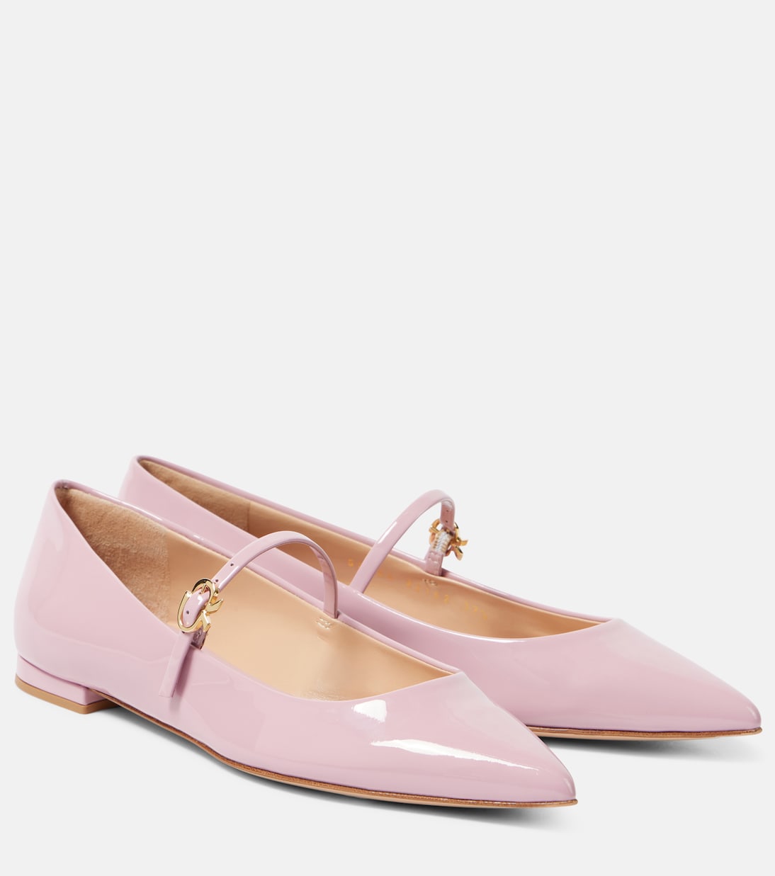Ribbon Jane 05 patent leather Mary Jane flats in pink Gianvito Rossi Mytheresa