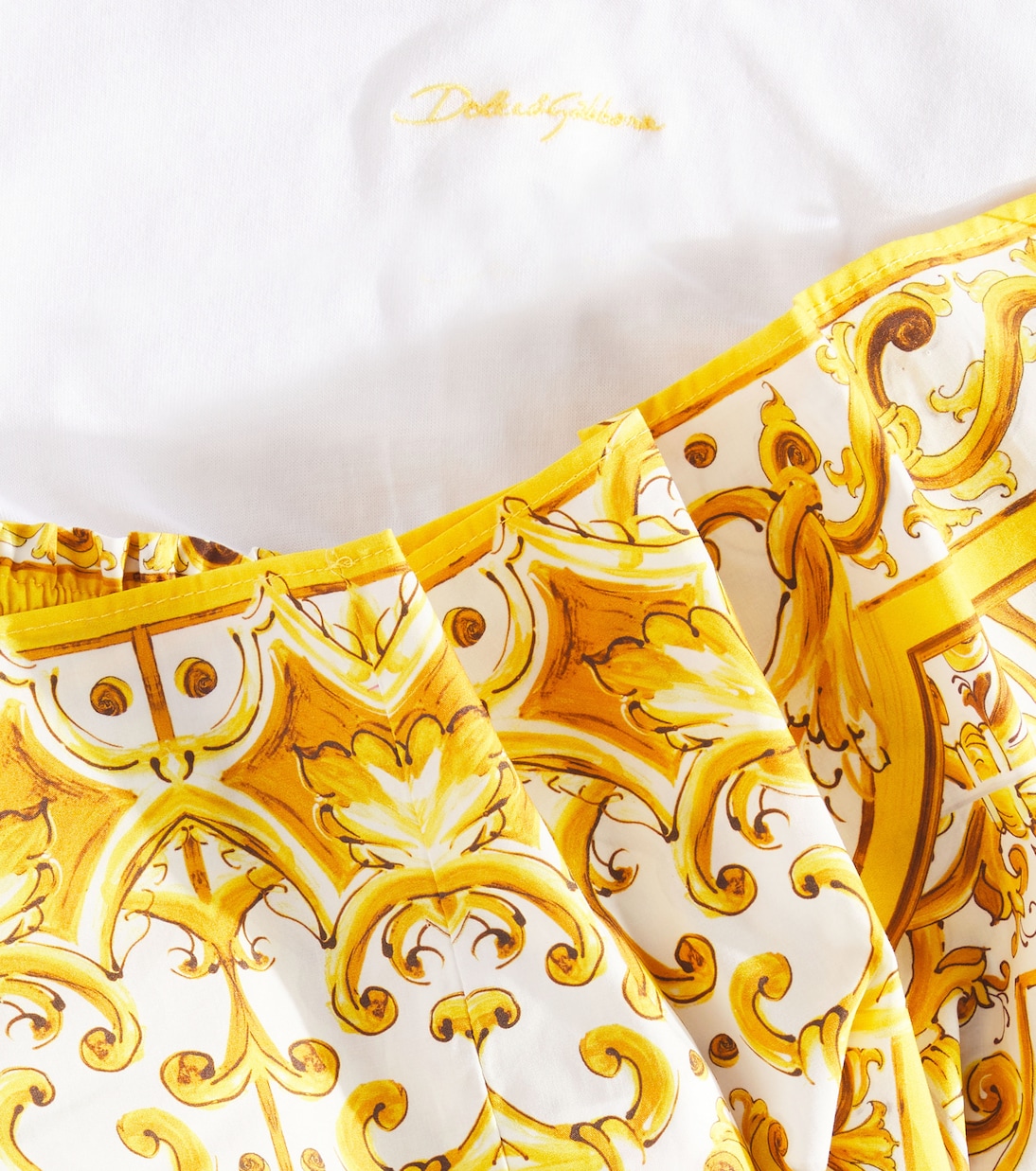 Baby Majolica cotton poplin dress with bloomers | Dolce&Gabbana Kids