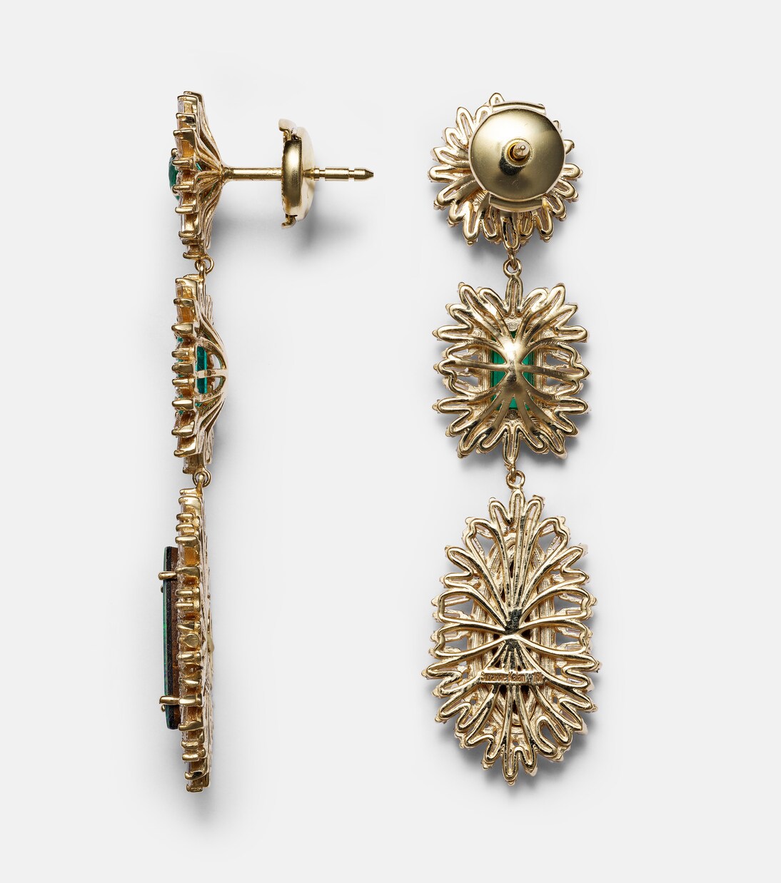 Boucles d'oreilles en or 18 ct, opales, émeraudes et diamants | Suzanne Kalan