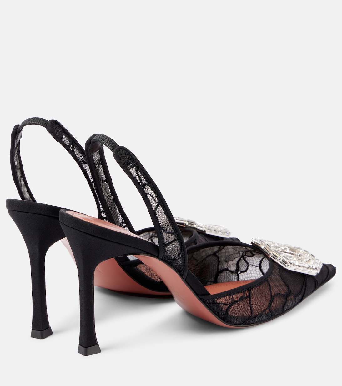 Verzierte Slingback-Pumps Camelia 90 aus Spitze | Amina Muaddi