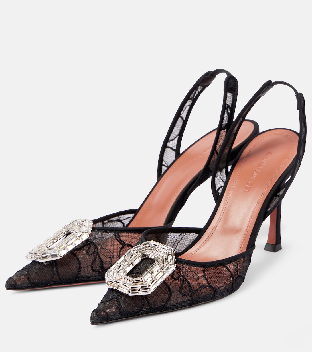 Verzierte Slingback-Pumps Camelia 90 aus Spitze | Amina Muaddi