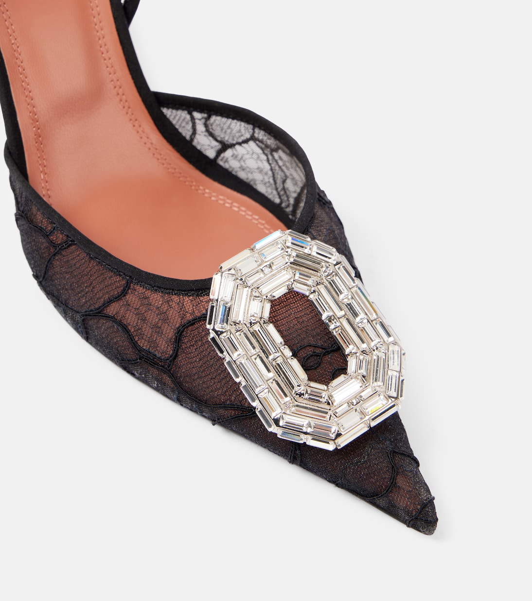 Verzierte Slingback-Pumps Camelia 90 aus Spitze | Amina Muaddi