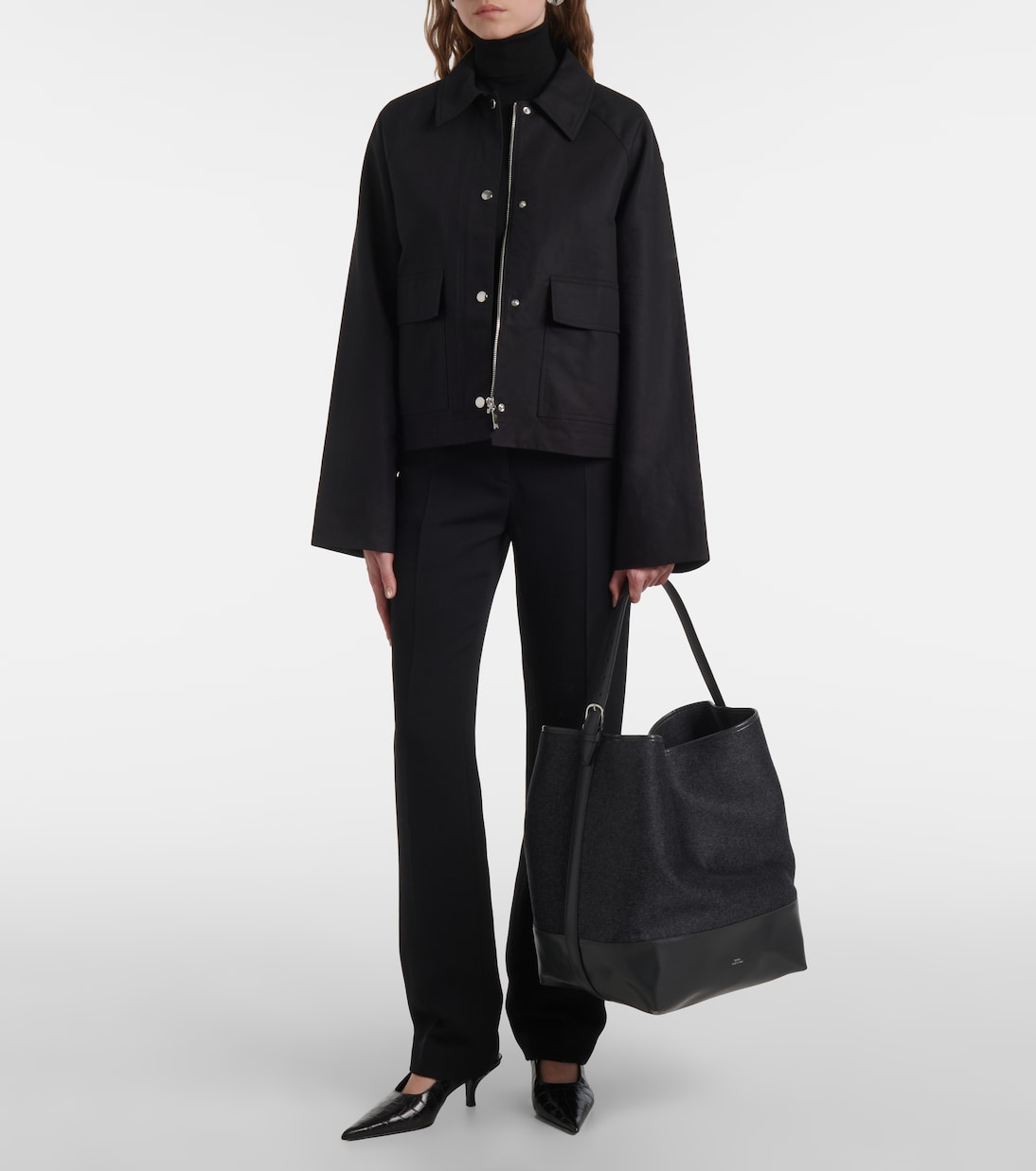 Tote aus Wolle mit Leder | Toteme