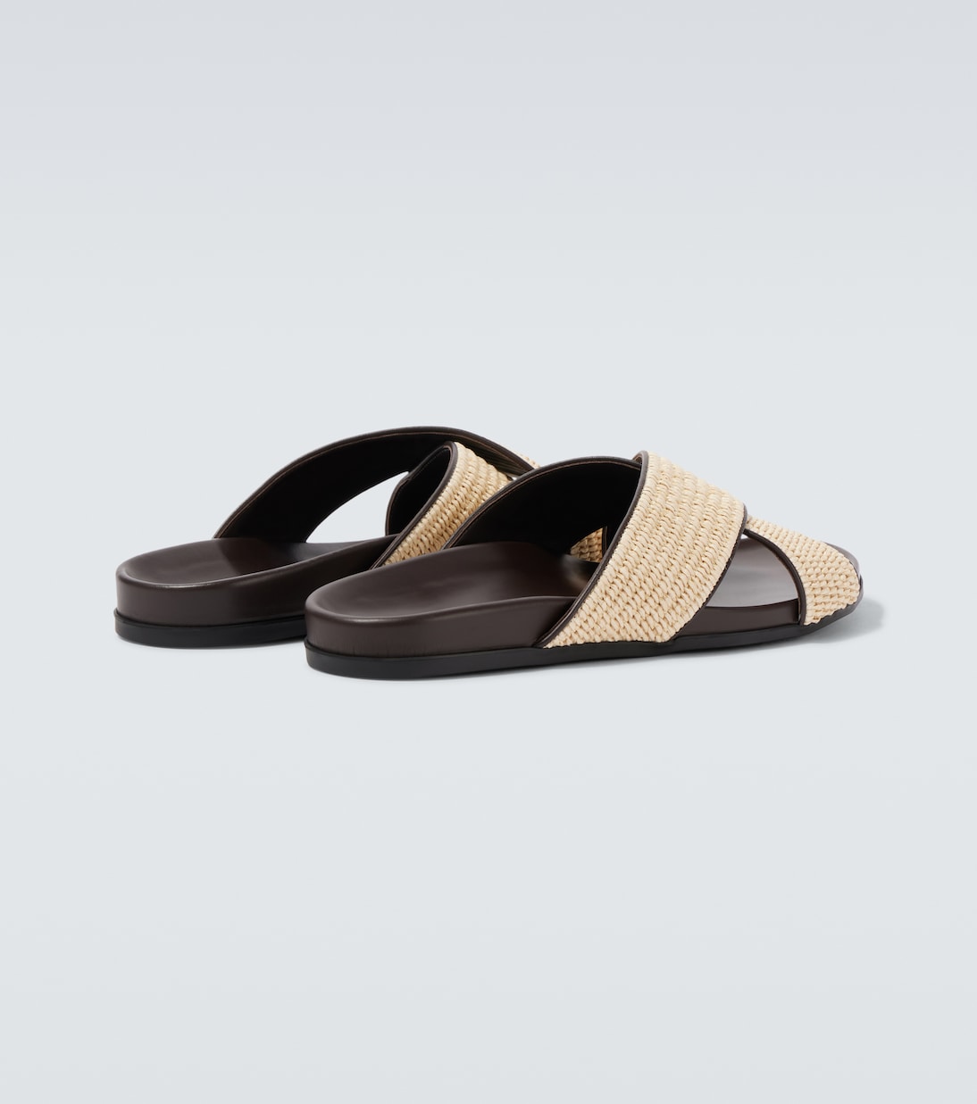 Chiltern leather-trimmed raffia slides | Manolo Blahnik