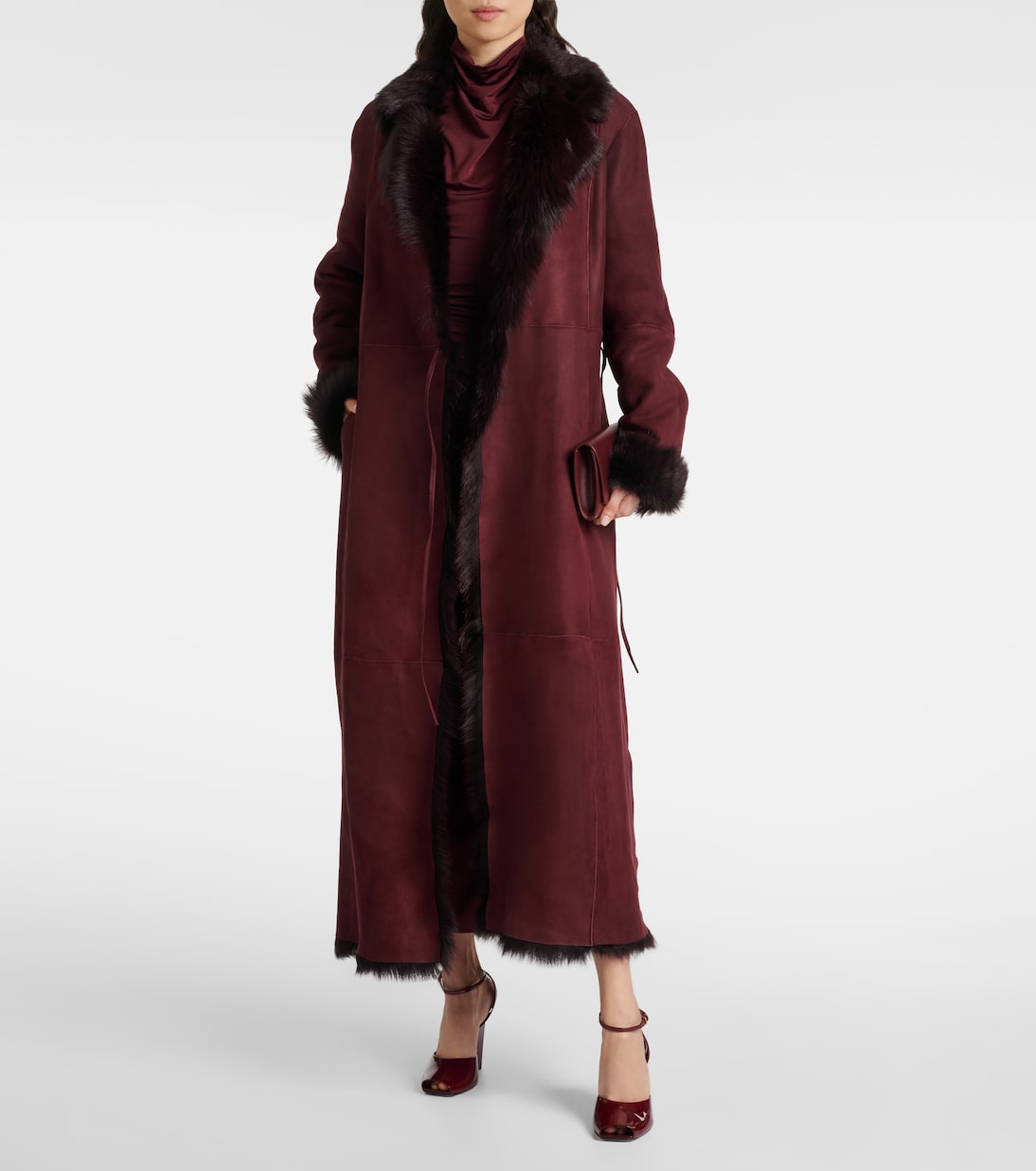 Manteau Joni ‘90s en daim et shearling | Nour Hammour