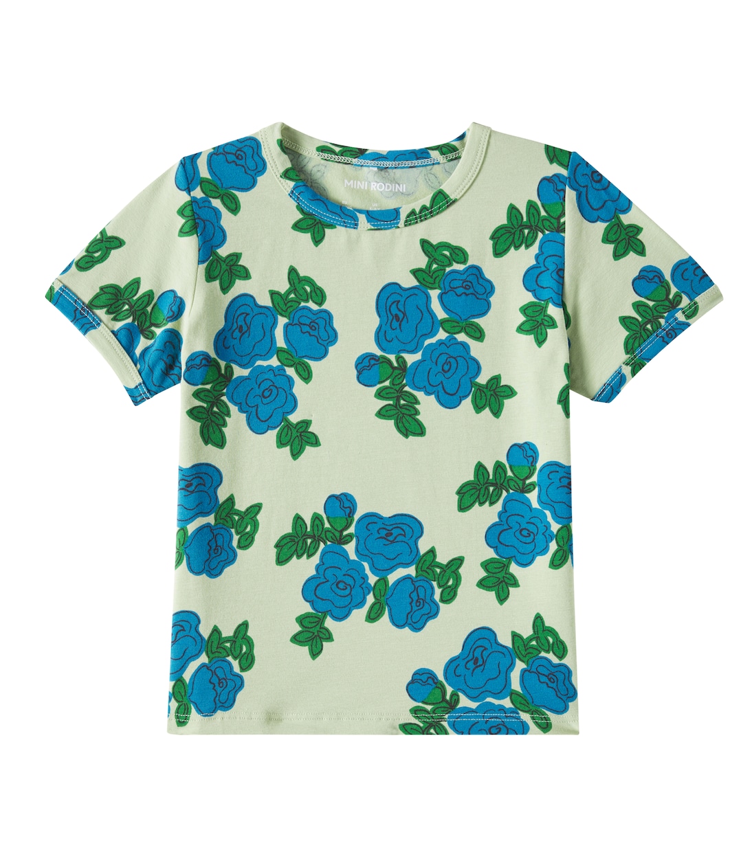 Camiseta Blue Roses en mezcla de algodón | Mini Rodini