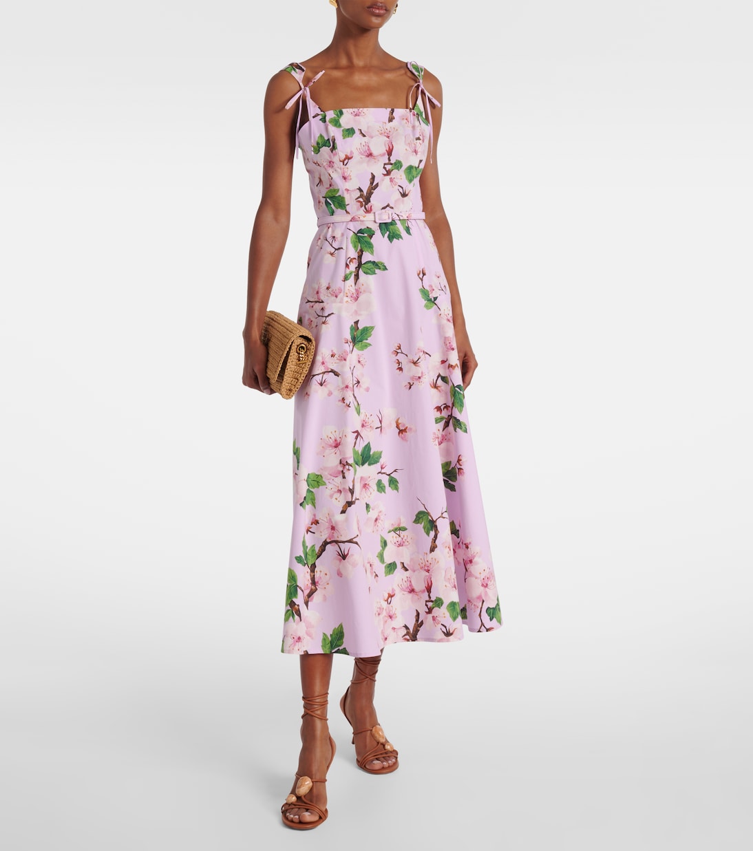 Floral cotton-blend midi dress | Oscar de la Renta