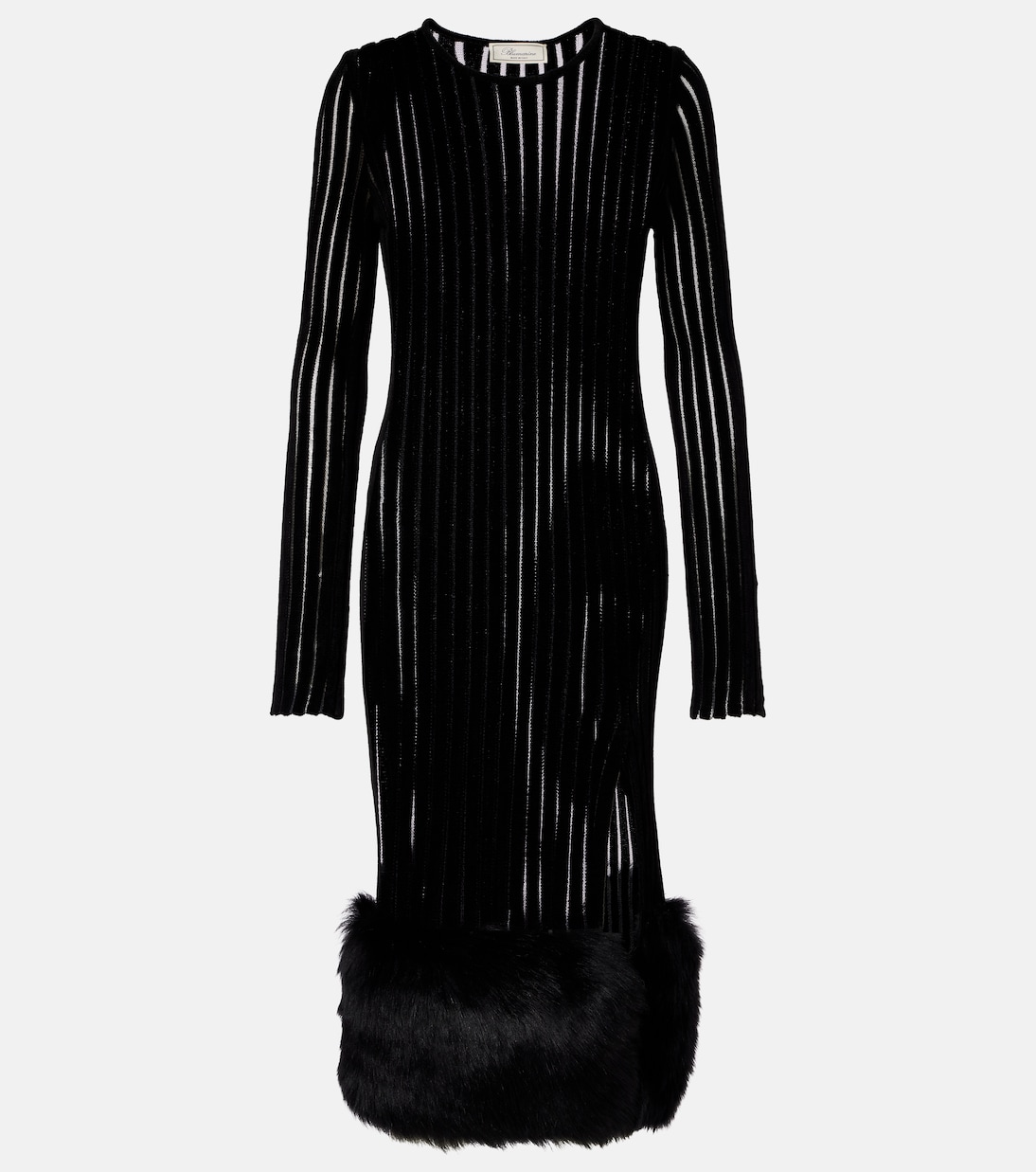 Knit faux fur-trimmed midi dress | Blumarine