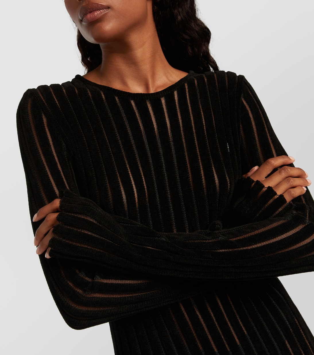 Knit faux fur-trimmed midi dress | Blumarine