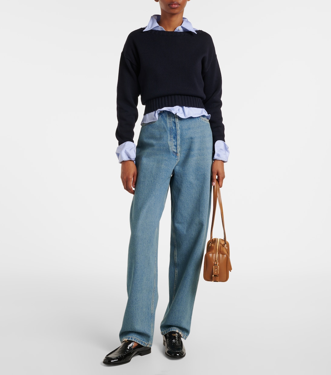 High-rise wide-leg jeans  | Prada