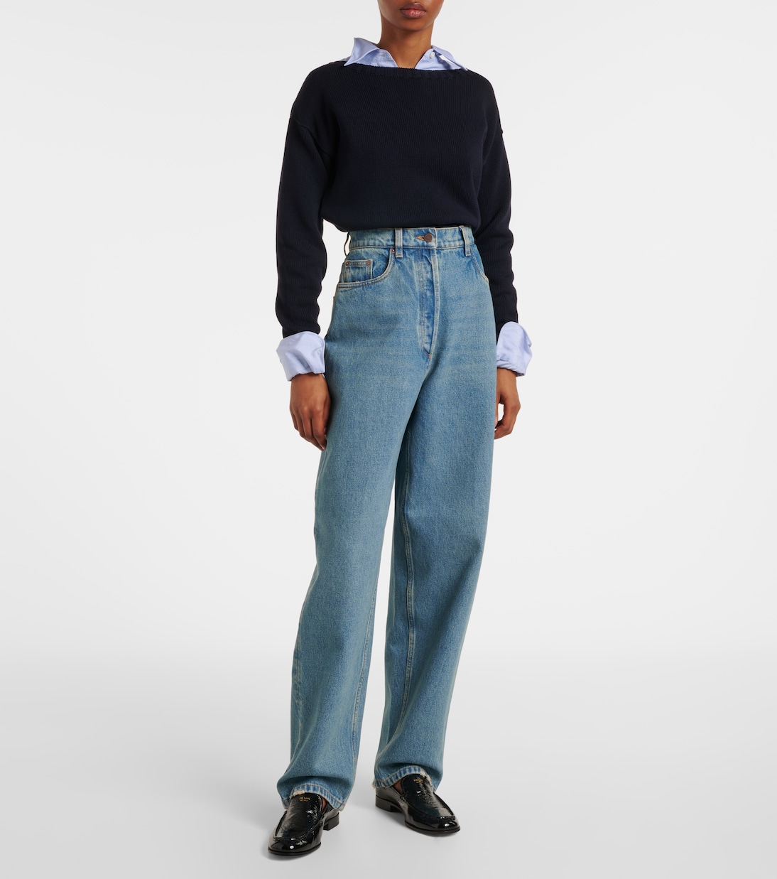 High-rise wide-leg jeans  | Prada