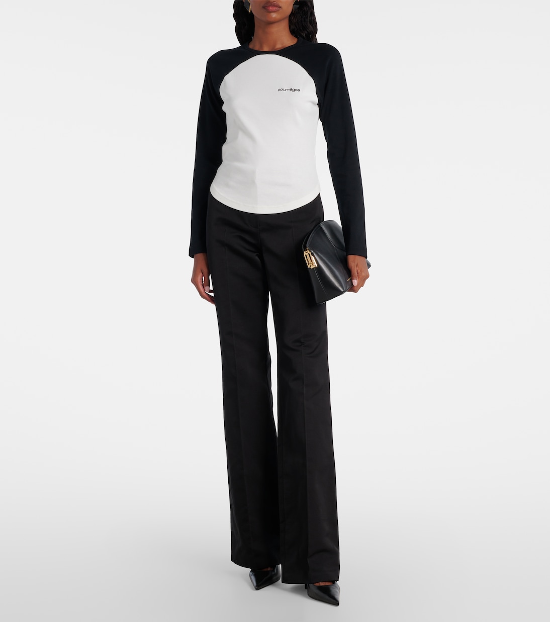 Circle Contrast cotton jersey T-shirt | Courrèges