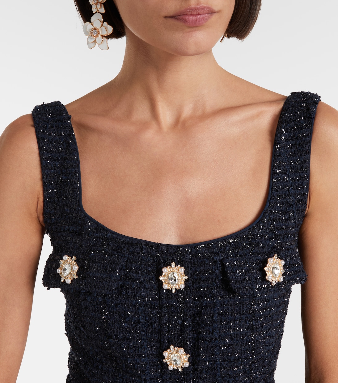 Belted bouclé minidress | Self-Portrait