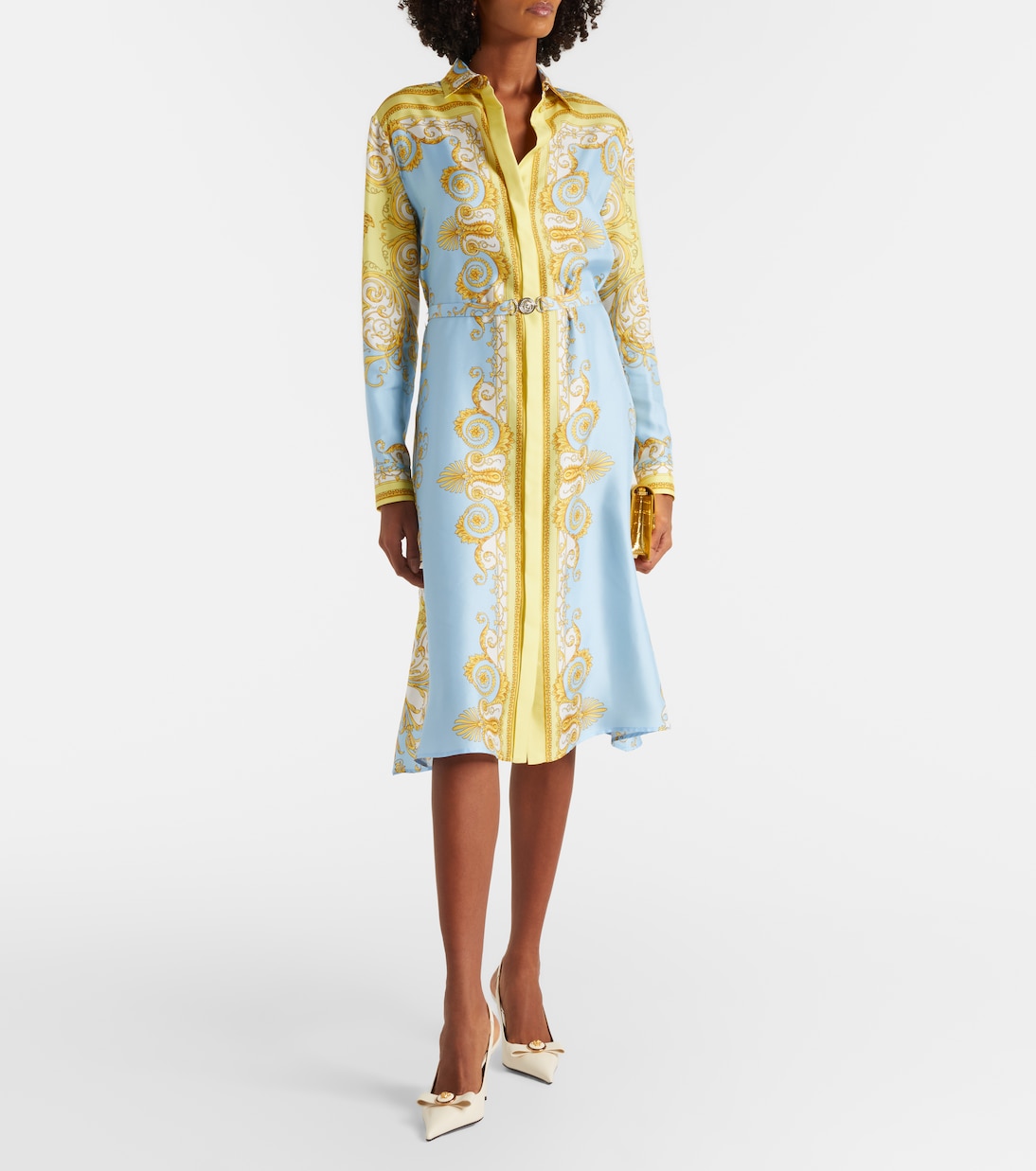 Barocco silk twill midi dress | Versace