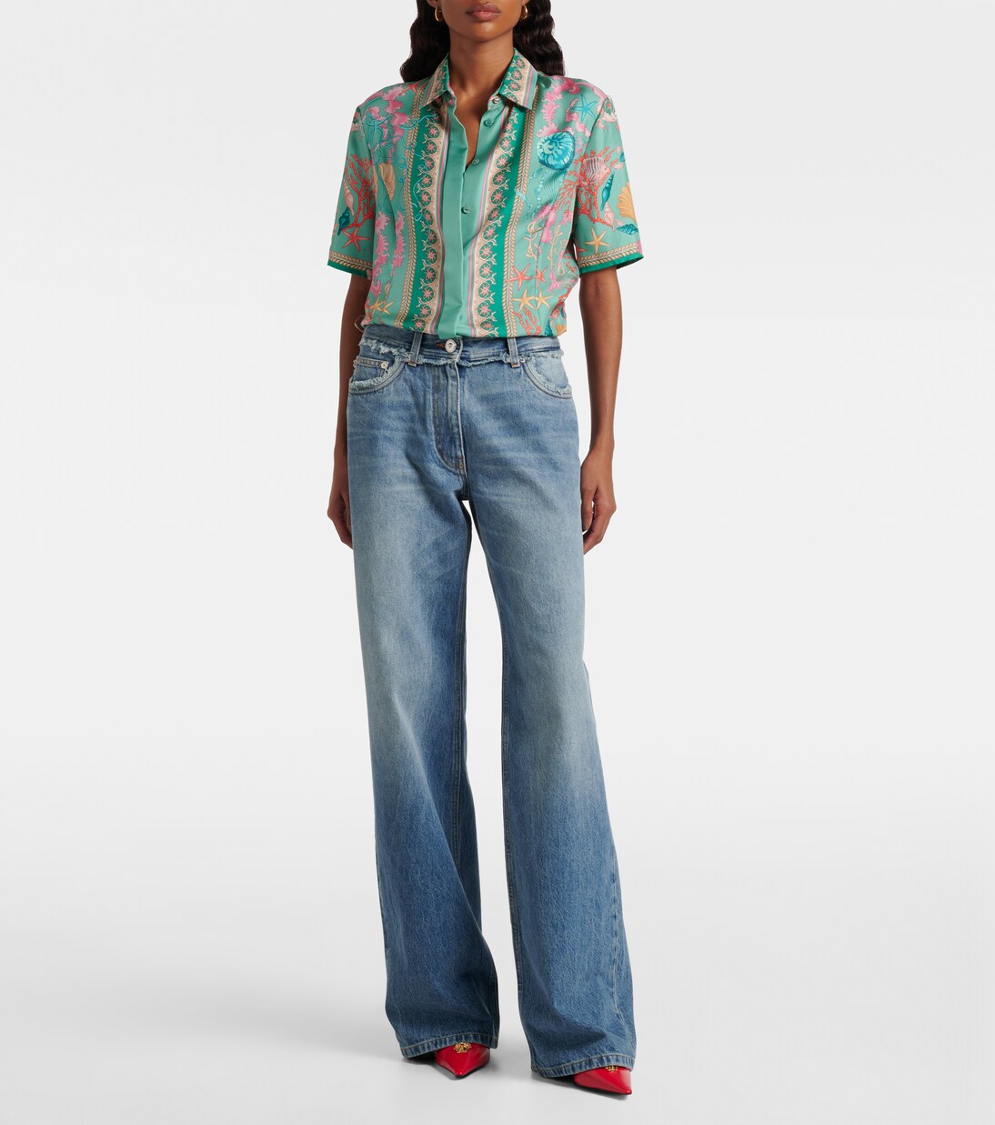 Mid-rise wide-leg jeans | Versace