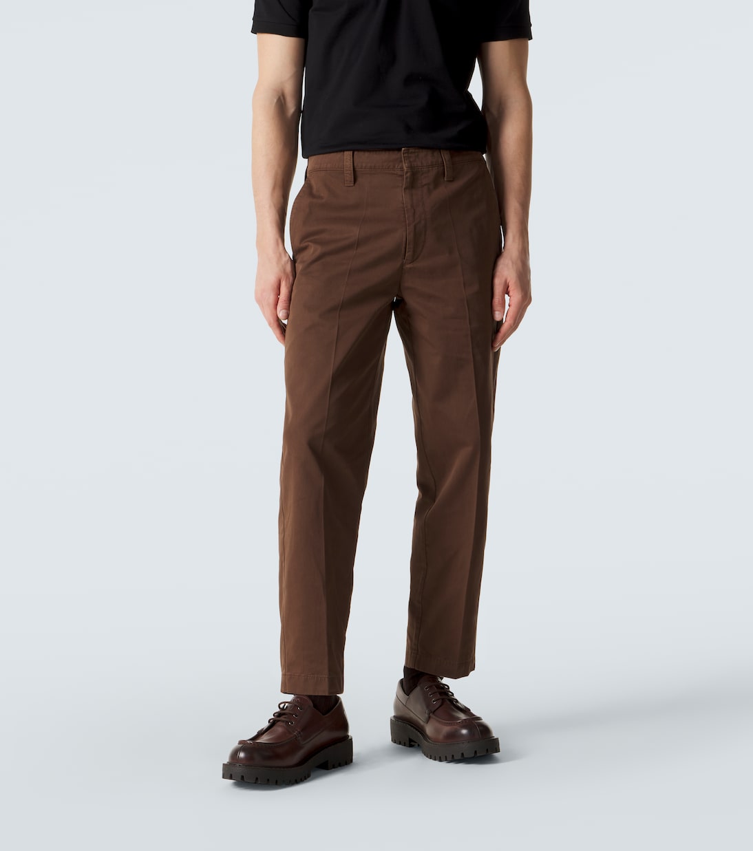Cotton gabardine cropped slim pants | Prada
