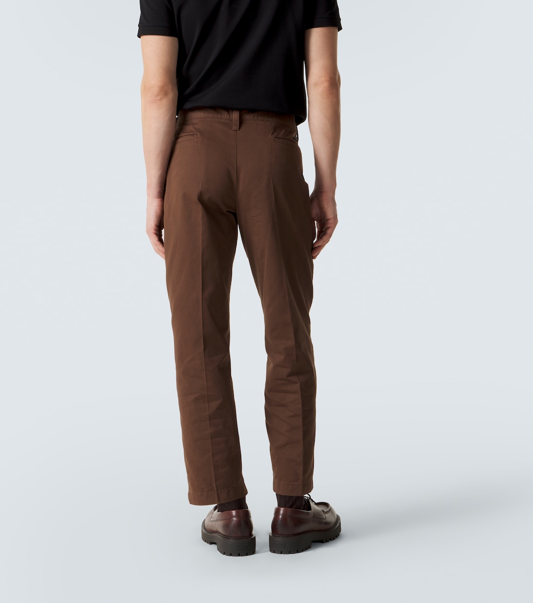 Cotton gabardine cropped slim pants | Prada