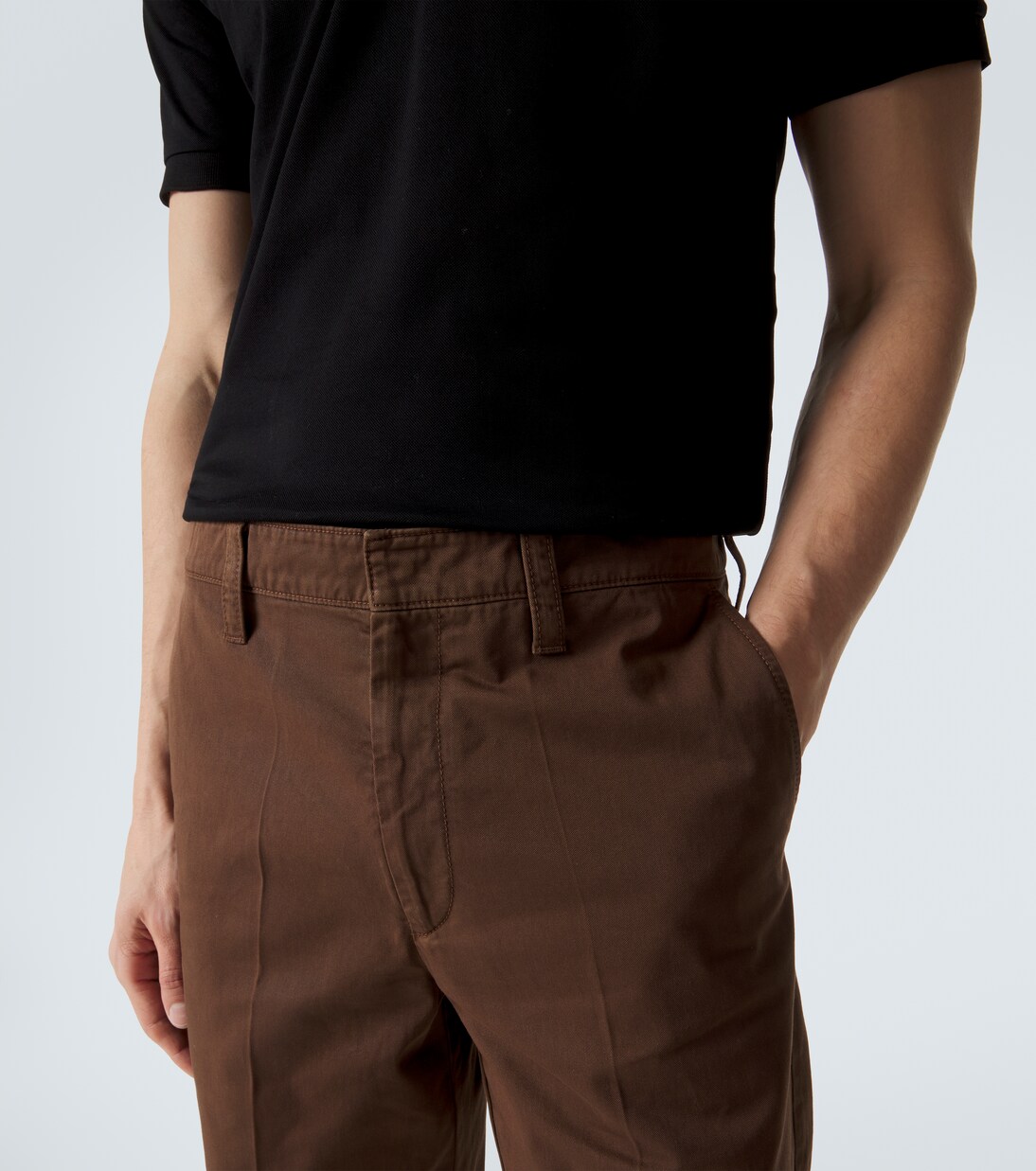 Cotton gabardine cropped slim pants | Prada